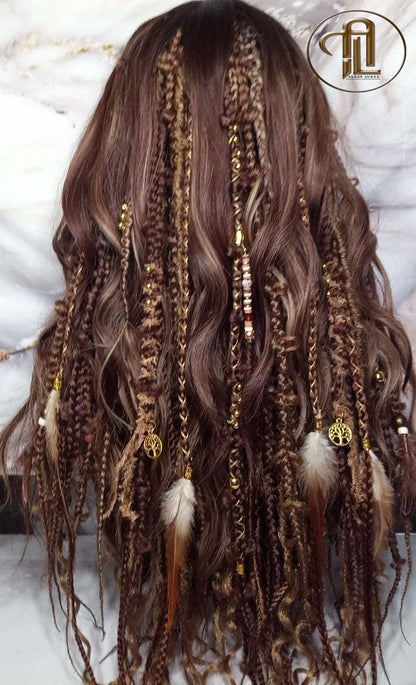 Dread Braid Full Wig Bangs Twist Soft Crochet Boho Synthetic Bohemian Dark Root Ombre Brown Blonde Long Wavy Curly Balayage Wig