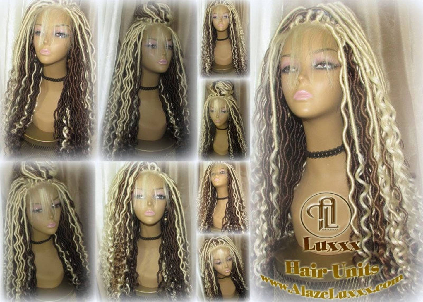Goddess Faux Locs Platinum Blonde Brown 27 Gypsy Boho 613 Boho Braid Wig Bohemian Lace Dreads Closure Cosplay Mermaid Summer Spring