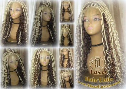 Goddess Faux Locs Platinum Blonde Brown 27 Gypsy Boho 613 Boho Braid Wig Bohemian Lace Dreads Closure Cosplay Mermaid Summer Spring