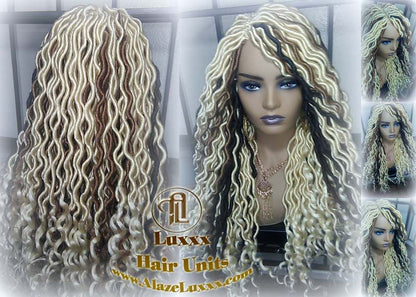 Platinum Blonde Gypsy Bohemian Boho Goddess Faux Dread Locs Wig Unit! Blonde #613 #27 Brown Wavy Dred Lock Wig Crochet Messy Hair Wig