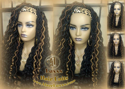 Headband Wig Black 1B 27 30 Brown Goddess Faux Loc Wavy Hair Bohemian Boho Gypsy Braided Wigs