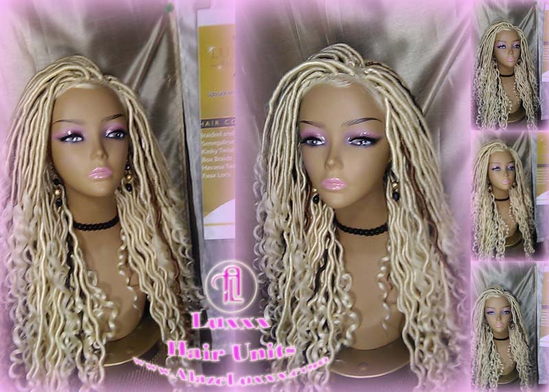 Lace Frontal Lace Front Goddess Faux Locs Wig Baby Hair Platinum Blonde Brown Goddess Faux Locs Dread Loc wigs Gypsy Boho 613