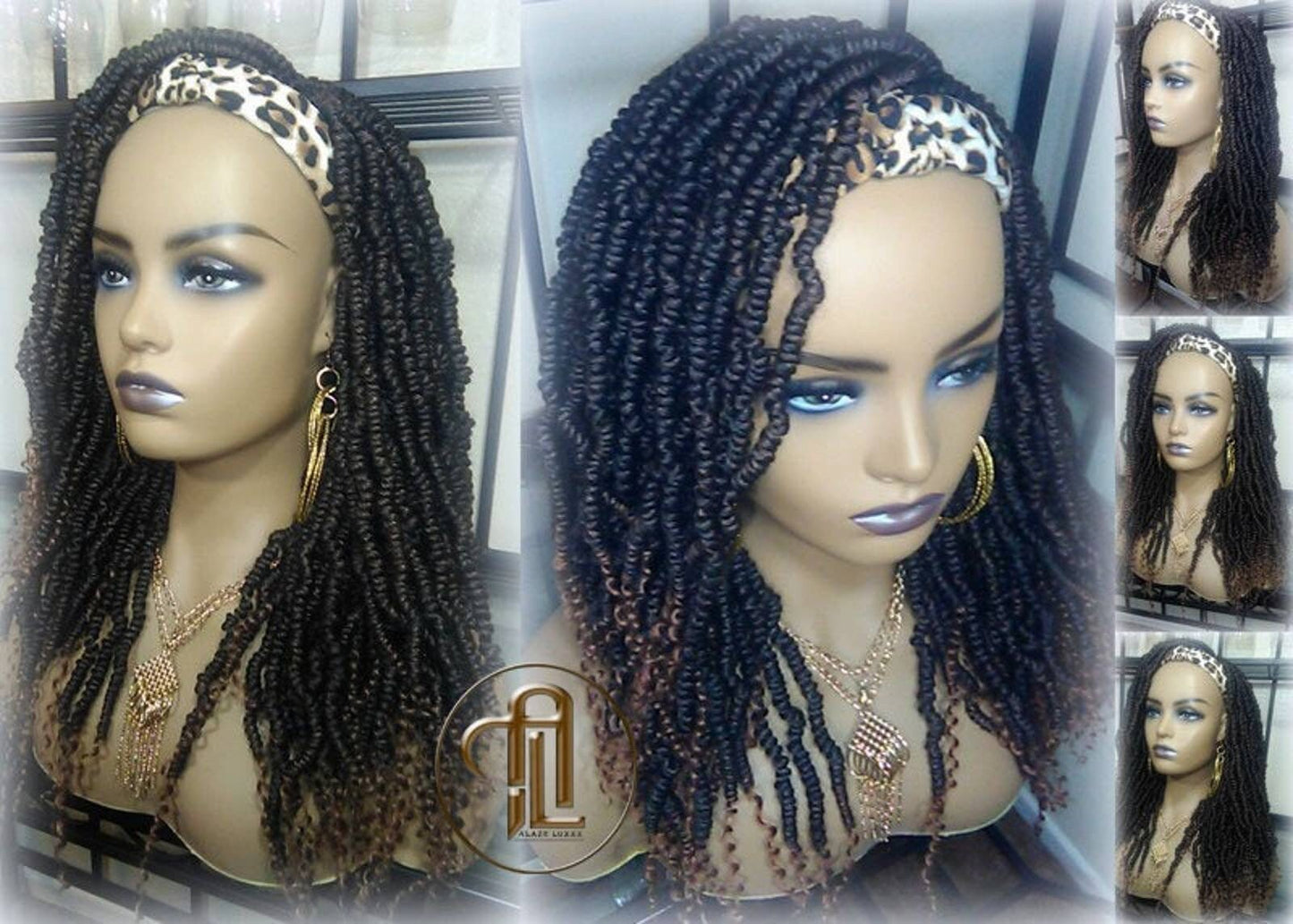Headband Wig 14in' Passion Twist Short Black 1B 30 Black Brown Mini Small Fluffy Irregular Bomb Spring Kinky Bohemian Boho Hair twist hair