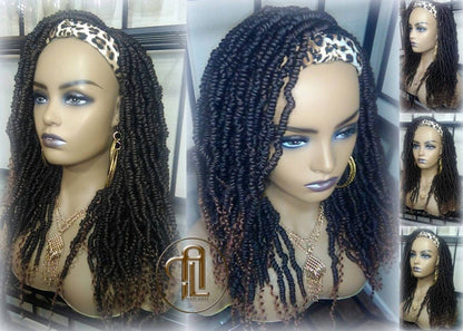 Headband Wig 14in' Passion Twist Short Black 1B 30 Black Brown Mini Small Fluffy Irregular Bomb Spring Kinky Bohemian Boho Hair twist hair