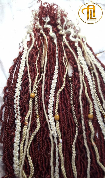 613 Blonde Ginger Curly End SE Braid Plaits Twist Set 100 Piece Set Kit Crochet Boho Mermaid Dread Hair Wrap Extensions Single Loop Dread