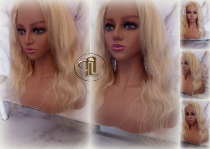 Blonde 613 Virgin Hair Wig Lace Closure Short 14 In Wavy Loose Body Wave Lace Front Curly Human Hair Blonde Wig