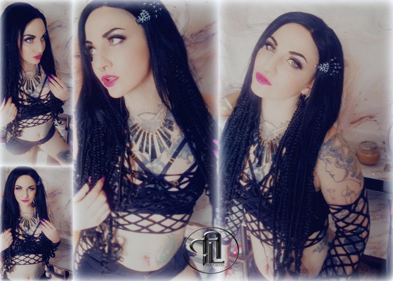 Full Wig with 4x4 Lace Closure Black Braids Dreads Mix Boho Partial Dread Braid Goth Witchy Rave Hair
