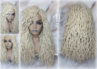 Nu Locs Distressed Soft Locs Platinum Blonde Braided Wig Gypsy Bohemian Boho 613 Goddess Faux Dread Locs Faux Locs