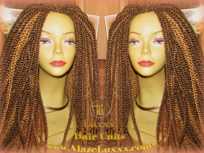 Kinky Marley Twist Honey Blonde Straight Drop 2Tone Brown Wig Unit! Wig Maker Twist Crochet Box Braid Braided Dred Lock