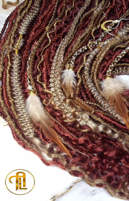 Dreads Extension Ginger Blonde Single End SE Braid Plaits Twist Set 100 Piece Set Kit Crochet Boho Mermaid Dread Hair Single Loop Viking