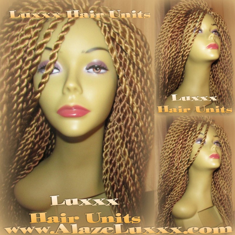 Blonde Senegalese Twist Wig Handmade 14' Natural Look!  Unit! Glueless Lace Finish! Medium Kinky Twist Box Braid Senegalese Twist Blonde