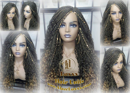 Box Braid Wig Honey Blonde boho curly box braids 1b 27  Long Medium Straight bohemian gypsy Mix Blonde Ombre