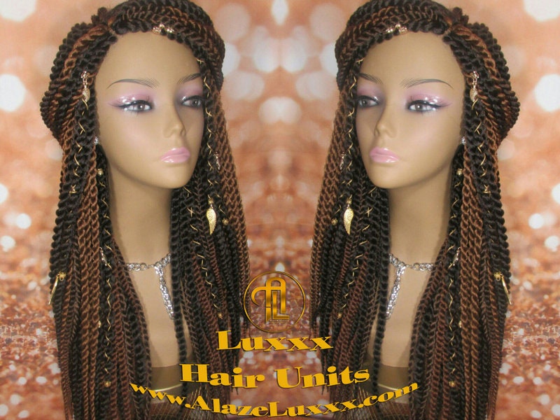 Brown Large Senegalese Twist Wig Unit! Big Straight Long Auburn #4 #30 Crochet Jumbo Twist Braided hair charms wig maker hair braiding