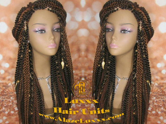 Brown Large Senegalese Twist Wig Unit! Big Straight Long Auburn #4 #30 Crochet Jumbo Twist Braided hair charms wig maker hair braiding