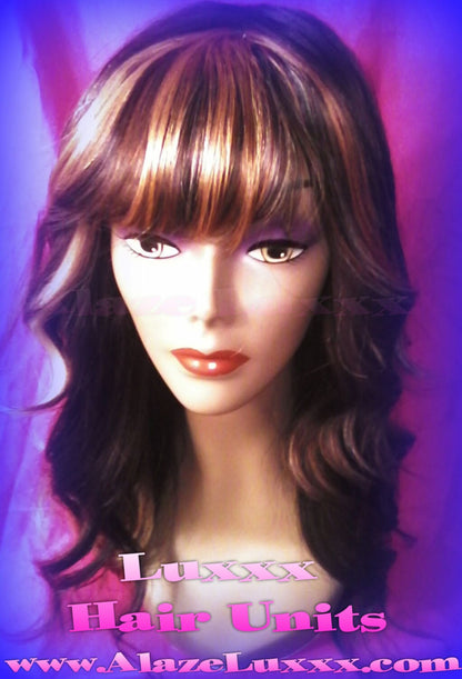 NEW China Bang Unit WIG Body Wave Quality HUMAN Hair Full Wig Chinese Bangs Blonde Brown #4 #27