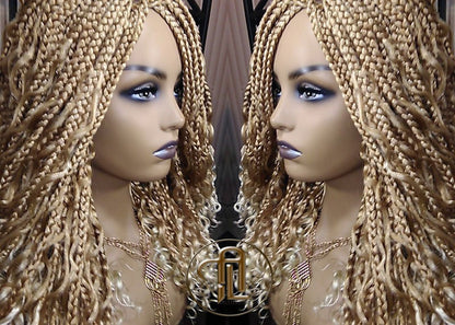 14 in Box Braid Boho Short Curly Wig Blonde 27 613 Mix Ombre Balayage Honey Blonde Platinum Wig for Black White Women Alopecia