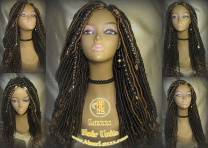 Long Wavy Goddess Faux Locs Blonde Honey 27 Brown Hair Gypsy Bohemian Boho Dread Loc 27 DE SE Dred Lock  Braided Wigs Carnival Festival Hair