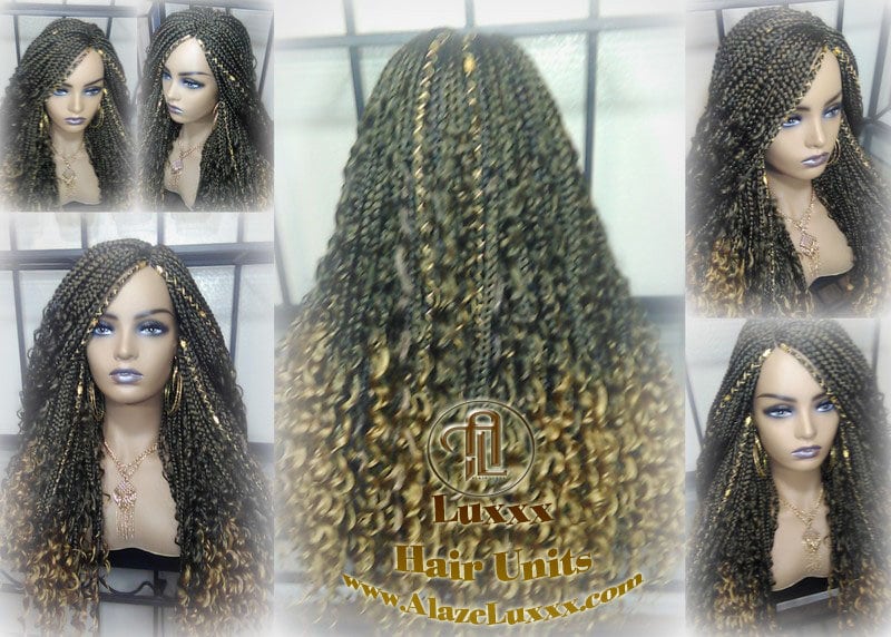 Box Braid Wig Honey Blonde boho curly box braids 1b 27  Long Medium Straight bohemian gypsy Mix Blonde Ombre Ready to Ship