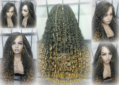 Box Braid Wig Honey Blonde boho curly box braids 1b 27  Long Medium Straight bohemian gypsy Mix Blonde Ombre Ready to Ship
