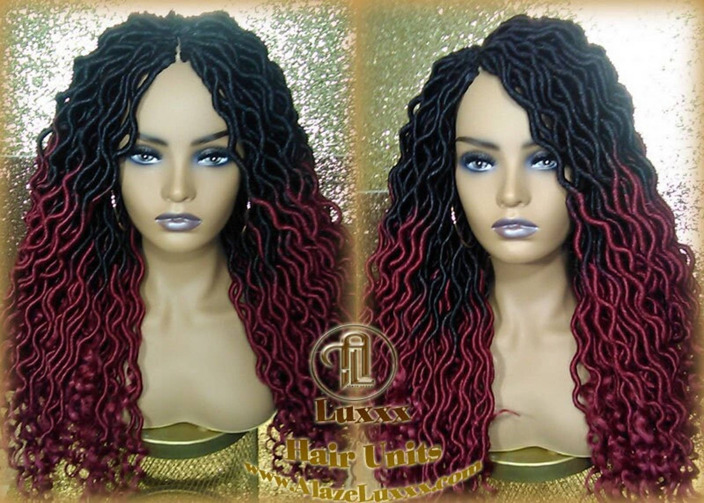 Ombre Goddess Locs Fire 530 Goddess Festival Hair Red Burgundy 1b Marley Crochet Synthetic Dread Dred Loc Lock Wig Unit Braided