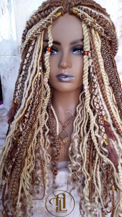 Dread Braid Wig Honey Blonde 27 613 White Blonde Brown Braids Dreads Mix Set Twist Soft Crochet Boho Dread Braid Set Bohemian extensions