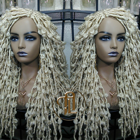 Butterfly Locs Platinum Blonde 613 Braided Wig Large Long  Boho Wig Blonde #613  Messy Hair Wig Distressed Butterfly Locs Ready to ship