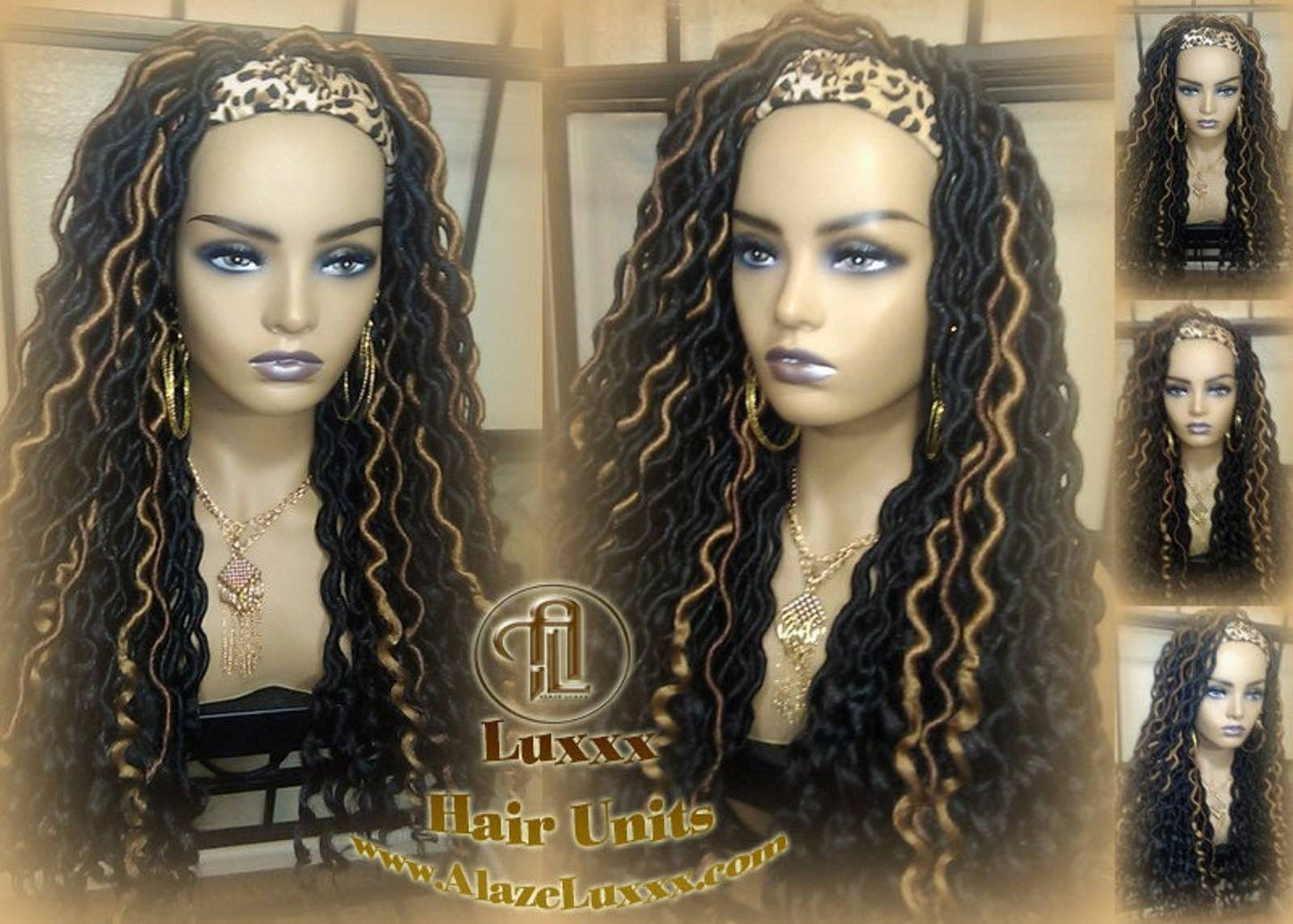 Headband Wig Black 1B 27 30 Brown Goddess Faux Loc Wavy Hair Bohemian Boho Gypsy Braided Wigs