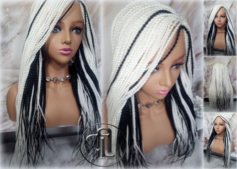 White Black #60 Senegalese Twist 24 Inch Long Soft Crochet Ombre High Temperature Braids Hair Synthetic Braiding Hair Extension