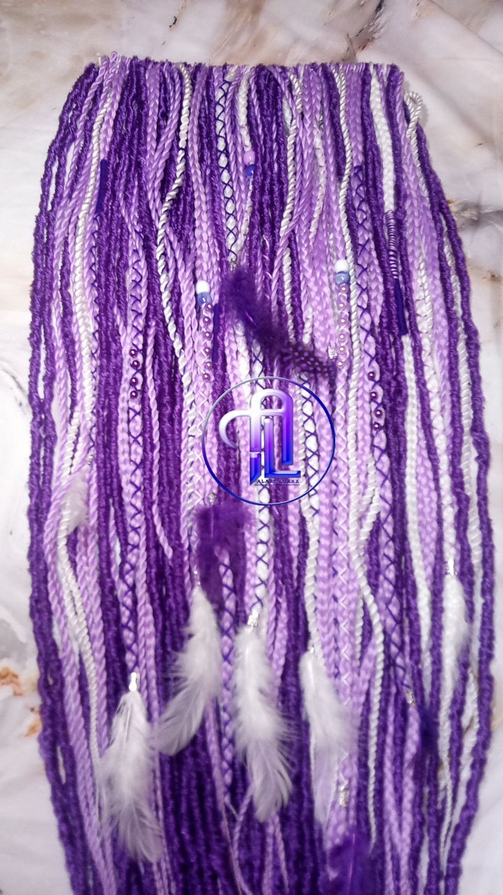 Purple White Dreadlock Extensions  Crochet Dreads Synthetic Dreadlocks Straight Textured Extensions Se Dreads Single Ended Hair Extension