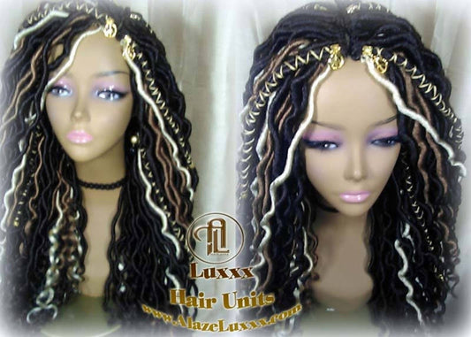 Dread Wig Black Blonde 613 27 Black Dread Gypsy Bohemian Boho Long Wavy Goddess Faux Locs Honey DE SE Dred Lock Braided Wigs Distress