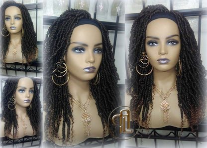 Headband Wig 14in' Passion Twist Short Black 1B 30 Black Brown Mini Small Fluffy Irregular Bomb Spring Kinky Bohemian Boho Hair twist hair