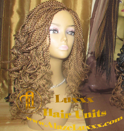Blonde Straight Senegalese Twist Wig Unit 14' Auburn 27 30 Curly Alopecia Natural Kinky Marley Crochet Braided Braiding Wigs for cancer