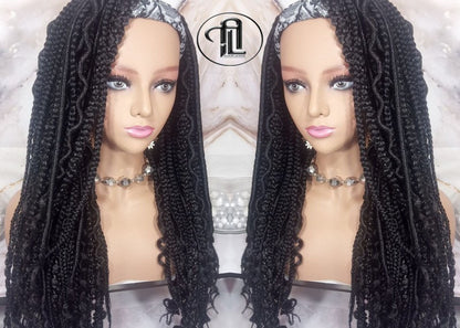 Braids Dreads Mix Headband Wig Black Set Twist Soft Crochet Boho Dread Braid Set Bohemian extensions