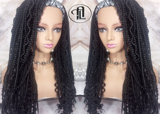 Braids Dreads Mix Headband Wig Black Set Twist Soft Crochet Boho Dread Braid Set Bohemian extensions
