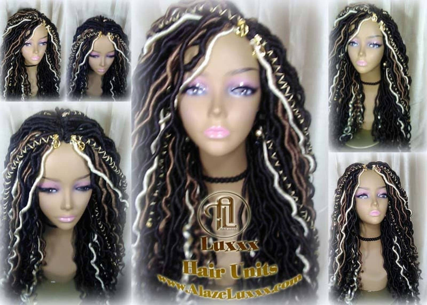Dread Wig Black Blonde 613 27 Black Dread Gypsy Bohemian Boho Long Wavy Goddess Faux Locs Honey DE SE Dred Lock Braided Wigs Distress
