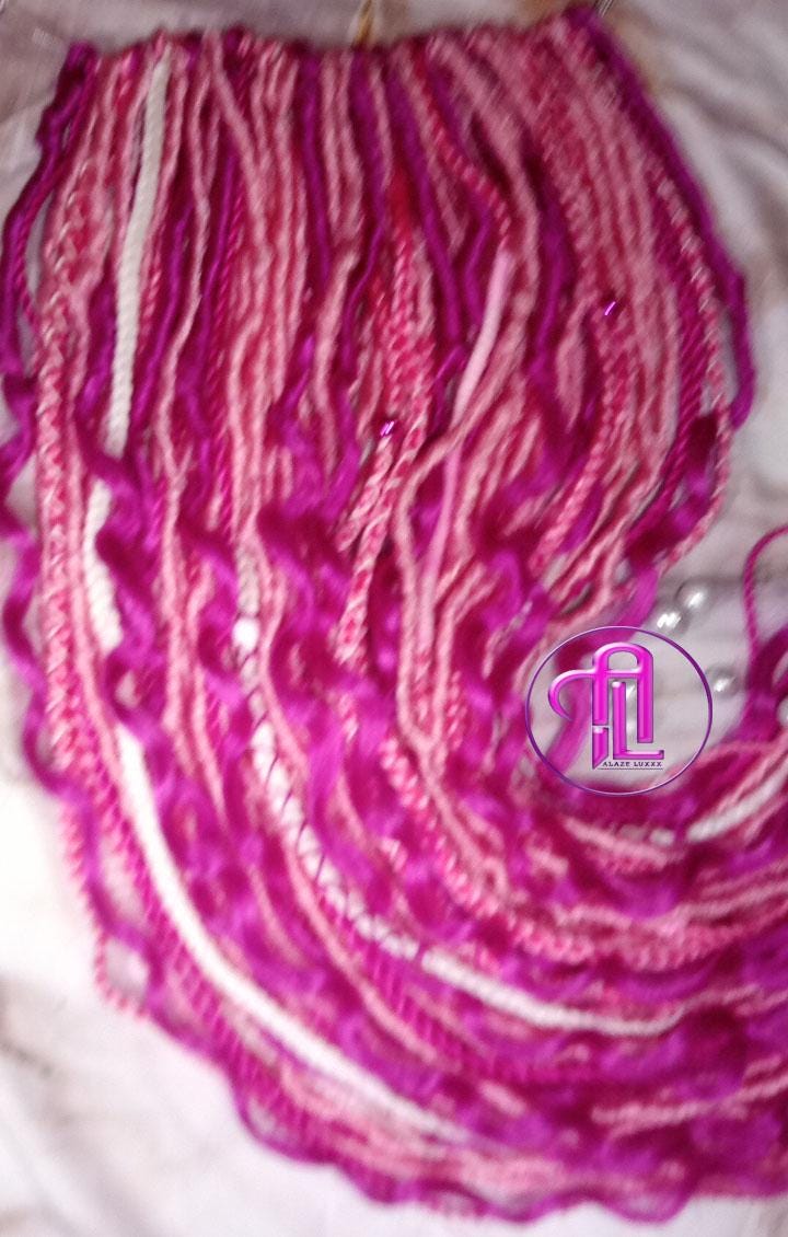 Pink white curl SE 75 Piece Set Straight wavy dreads textured braid Bohemian synthetic dreadlock Soft Boho Dread Braid Hair Extension Plaits