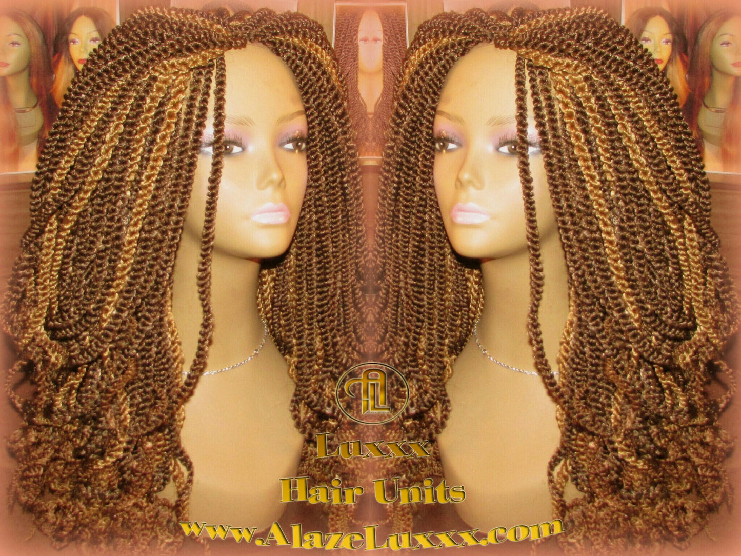 Kinky Marley Twist Wig 22' Long Blonde Bombshell  2Tone Brown Unit! Alternative Hair Senegalese Twist Crochet Box Braid Braided Dred Lock