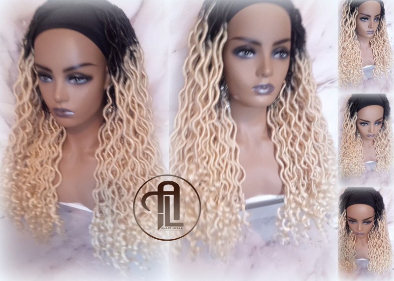 Headband Wig Gypsy Bohemian 613 Goddess Faux Dread Wig 1B Black Blonde Ombre Dark Roots Marley Dred Lock Platinum Braided Wig
