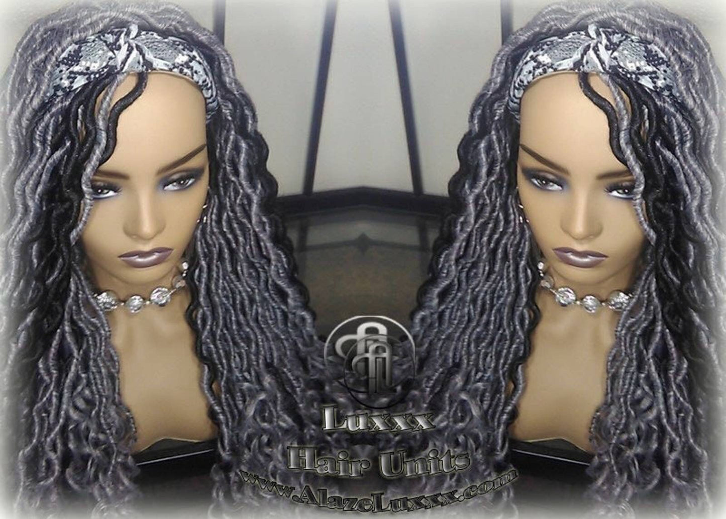 Headband Wig Goddess Faux Dread Locs Salt N Pepper 44 51 Gypsy Boho Silver Black 1B Grey Gray Platinum Storm Wig Unit Wavy Ready to Ship