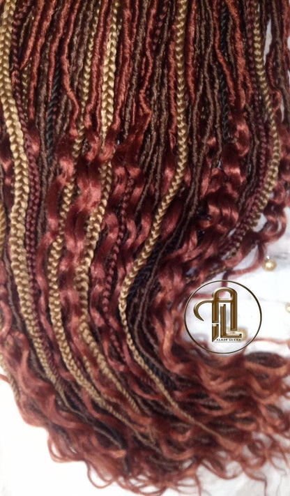 Soft Textured Dreads Single Ended Brown Blonde  Ginger 350 SE 75 Piece Set Soft Crochet Boho Dread Braid Hair Wrap Extension Wavy Curly