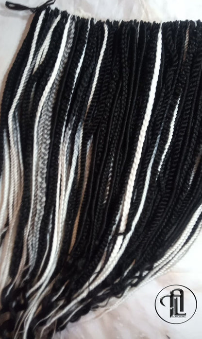 Black Silver White Grey Single Ended SE 100 Piece Set Kit Mixed Soft Crochet Boho Dread Braid Extensions Textured Natural Realistic