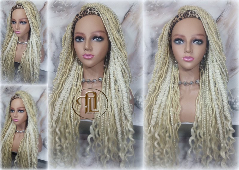 Blonde 613 Dread Mix Headband Wig Braid Twist Soft Crochet Boho Dread Braid Set Bohemian extensions