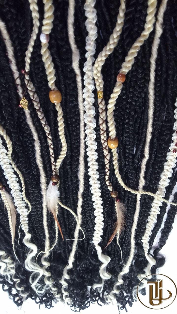 Hippy Bohemian Black 613 Blonde  Dreadlocks Braids SE Set Kit Mixed Soft Crochet Boho Hair Full Head Curly Wavy Extensions Textured Single