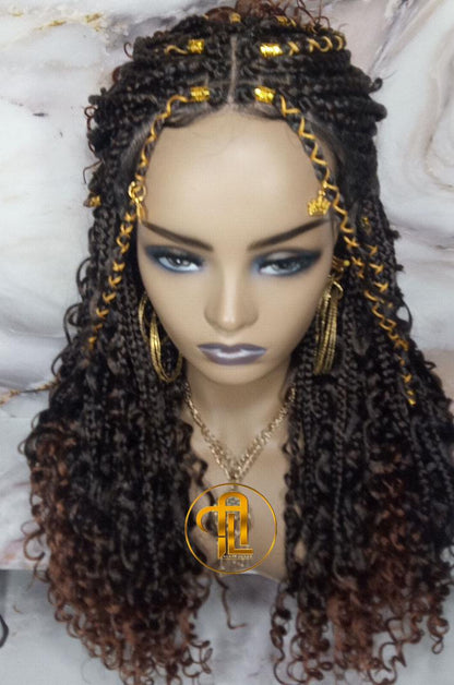 Full Lace Wig Box Braid Wig Long Brown black boho curyly box braids 1b 30 brown auburn Medium Straight bohemian gypsy Mix Black Brown