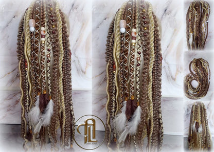 Ponytail Hair Fall Viking Renaissance Extensions Blonde Brown Elements Accents Feathers synthetic box braids hair scrunchie clipin Butterfly