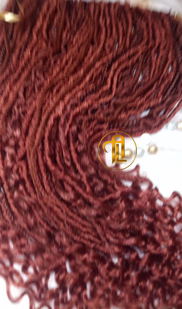 Single Ended Ginger Red Burnt Orangish SE 75 Piece Set Kit Mixed Soft Crochet Boho Dread Braid Hair Wrap Extension Texture Natural Realistic