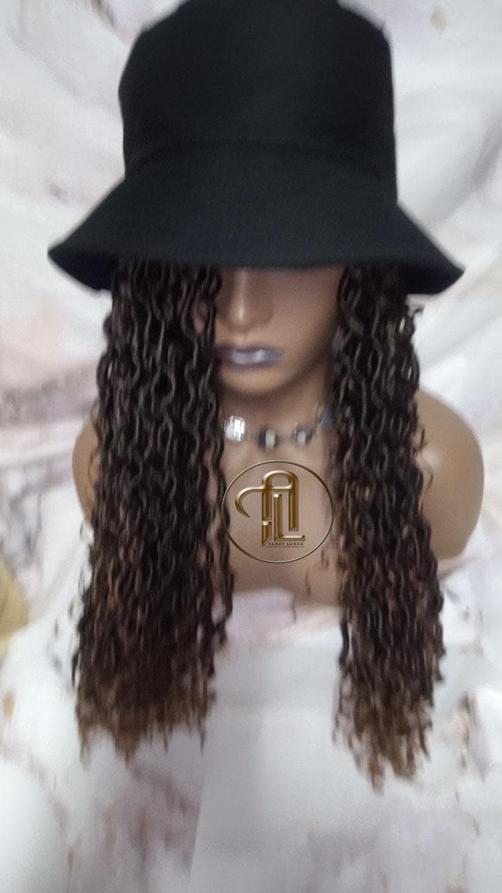 Bucket Hat Boho Goddess Locs  Ombre Brown Blonde Loc Wig Hat  Faux Locs Hat Wig  Dreads Locs Cap  Alopecia Chemo Hair Thinning Fisherman Hat