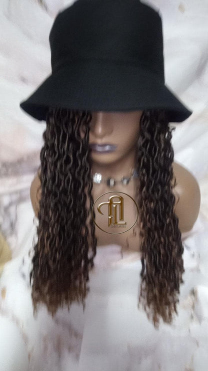 Bucket Hat Boho Goddess Locs  Ombre Brown Blonde Loc Wig Hat  Faux Locs Hat Wig  Dreads Locs Cap  Alopecia Chemo Hair Thinning Fisherman Hat