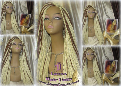 613 Blonde Long Straight Small Senegalese Twist Wig Unit Barbie Blonde 22' Braids Twist Locs 613 Braiding Hair Platinum Blonde Braids Wig
