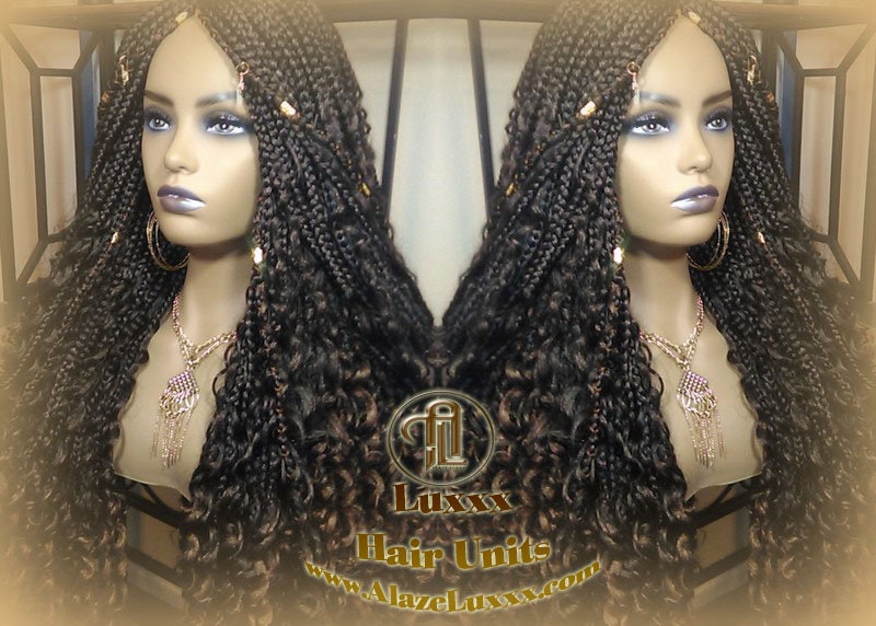 Box Braid Wig Long Brown black boho curyly box braids 1b 30 brown auburn Medium Straight bohemian gypsy (13) Mix Blonde Ombre